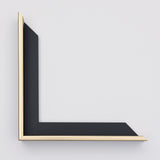 Black frame with gold border on a light gray background