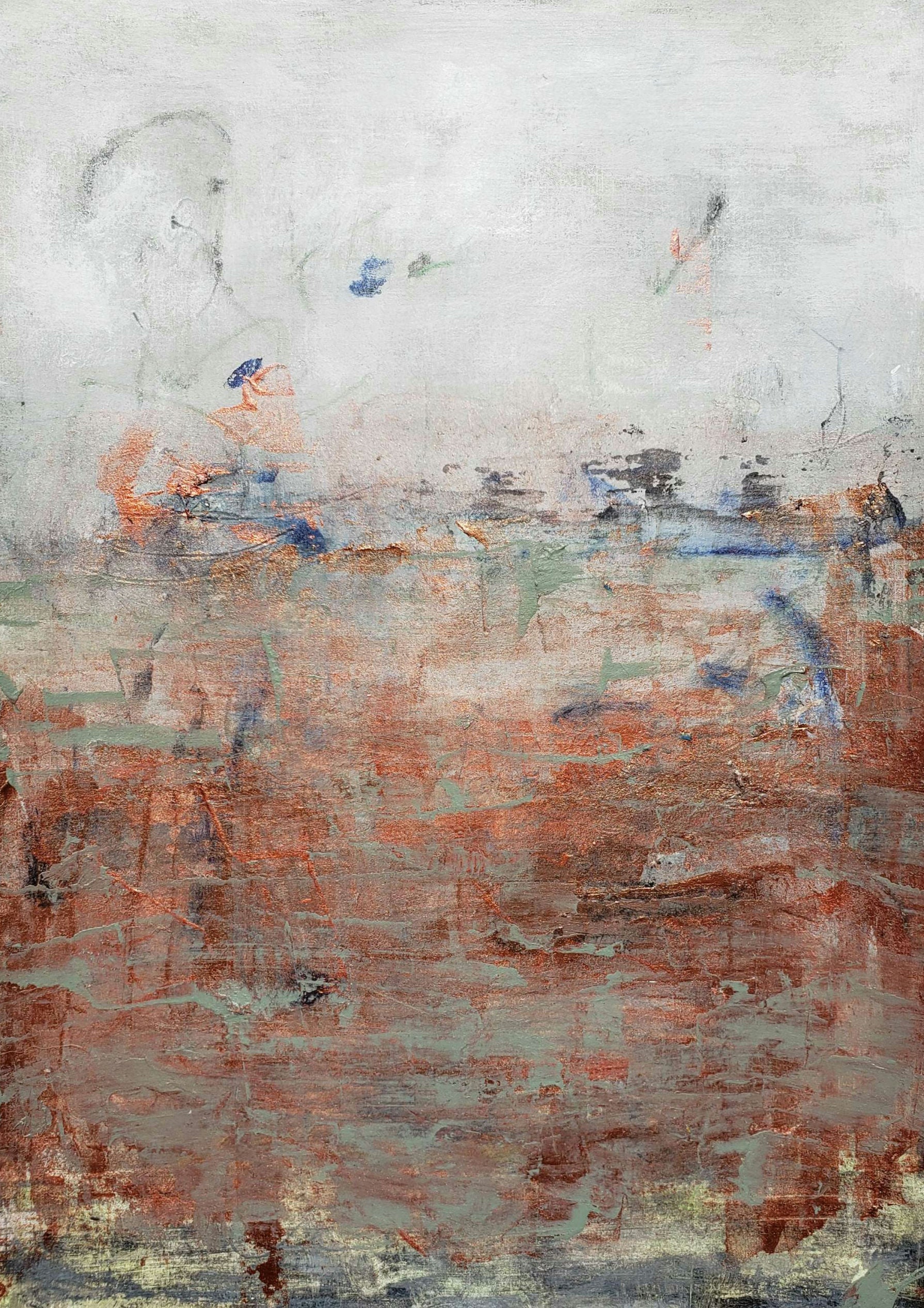 modern copper and navy abstract art