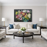 Contempory abstract floral painting in lounge room