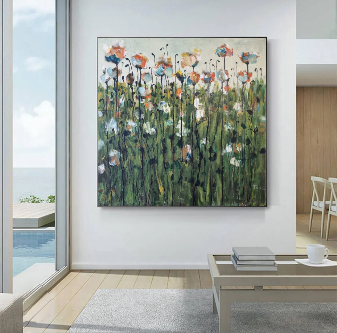 large contempory abstract floral painting