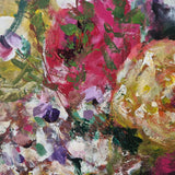 texted abstract floral art painting