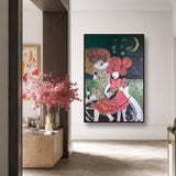 Asian women with wine painting