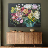 Big bloom floral art painting above console 
